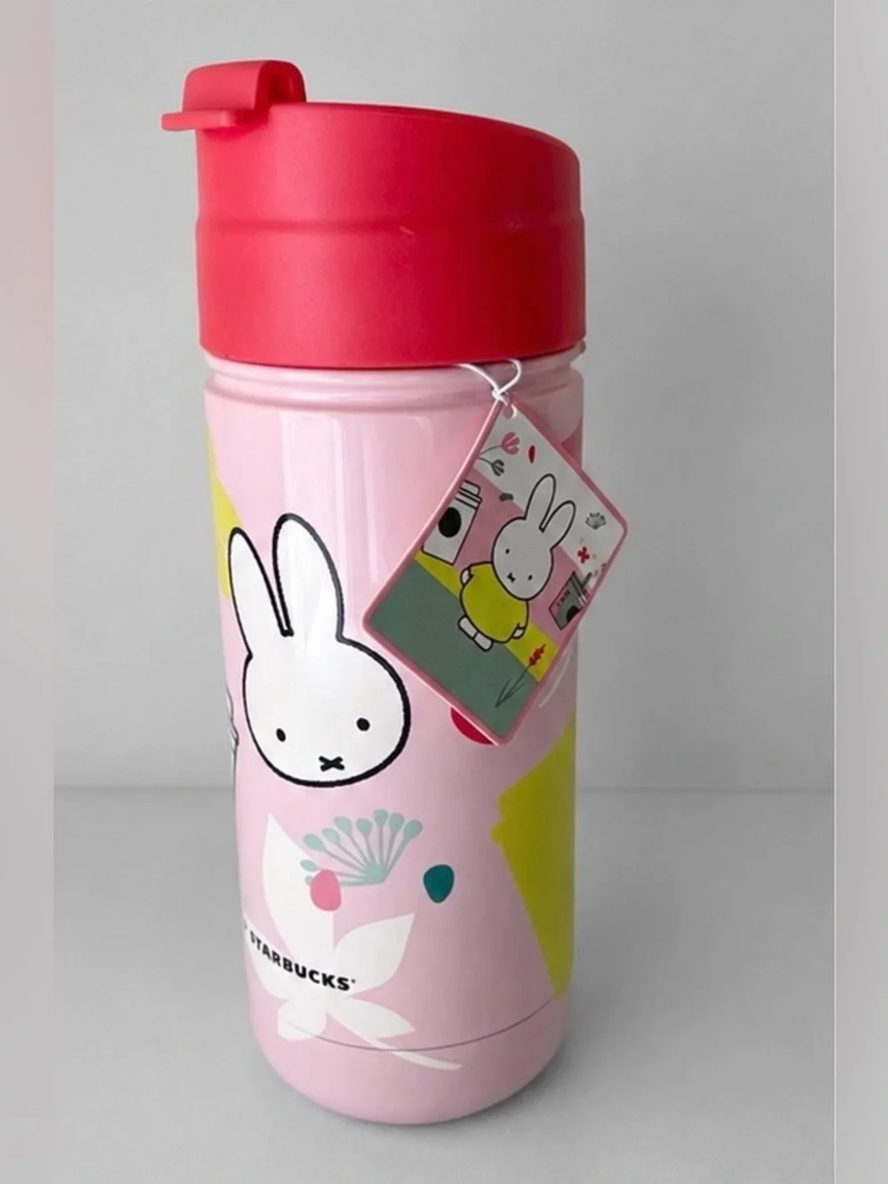 MiffyStarbucks Pink Floral Water Bottle 18 Oz featuring Miffy Collectable 2026